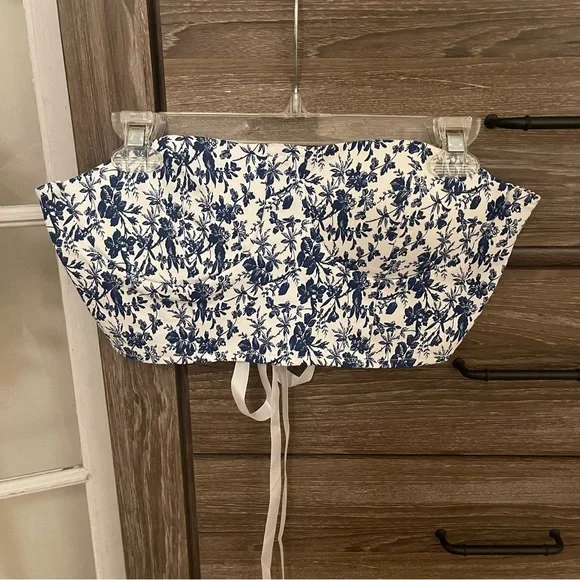 NWT Cider Floral Print Strapless Crop Top - Picture 3 of 6